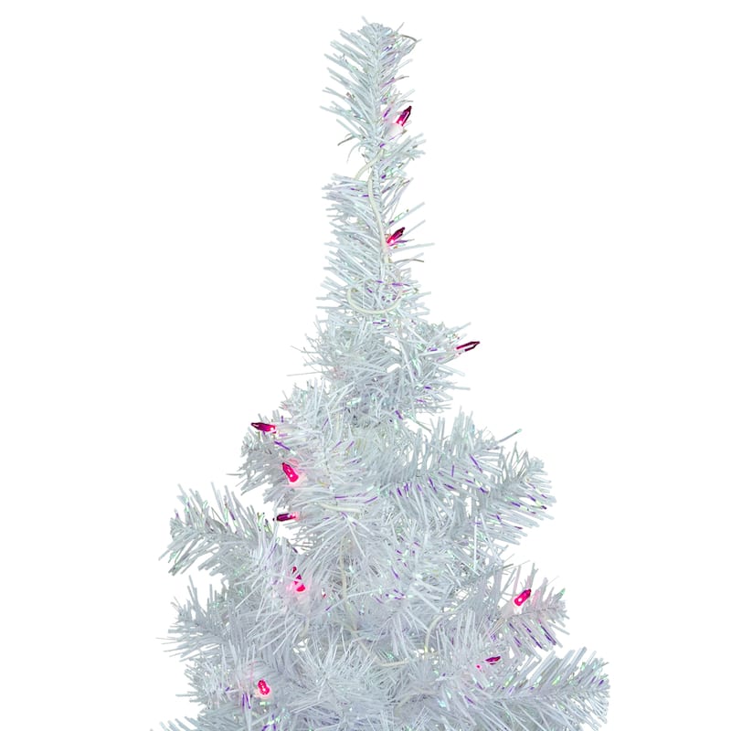 Pre-Lit Medium Rockport White Pine Artificial Christmas Tree - 3' - Pink Lights - 3 Foot