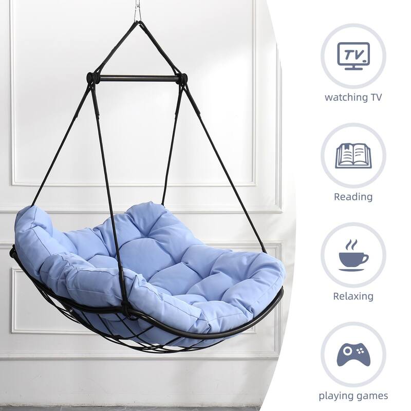 Oversized Swing Chair Hammock Chair with 360掳 Swivel Ring, Hanging Sling Chair with Waterproof Cushioned