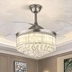preview thumbnail 1 of 7, 36in Silver Crystal LED Lighted Ceiling Fan Invisible Blades 36in - chrome silver