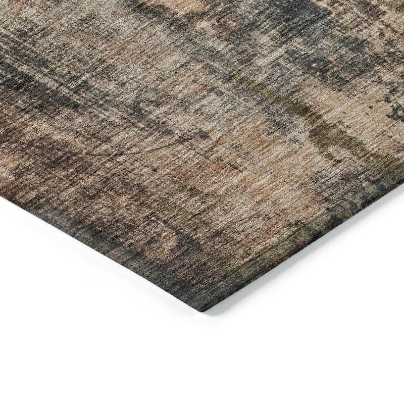 Machine Washable Indoor/ Outdoor Abstract Contemporary Chantille Rug