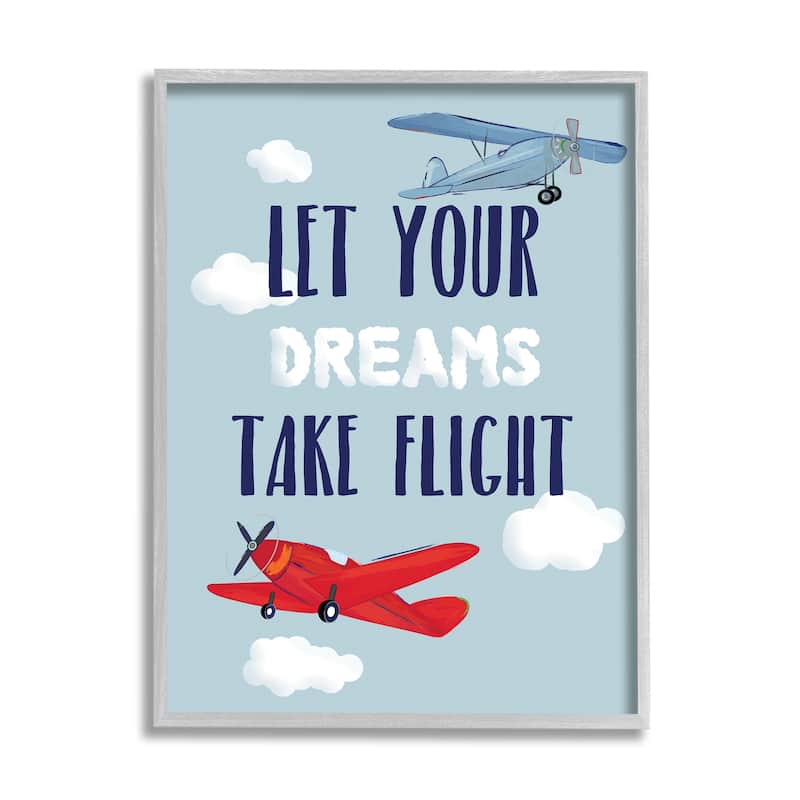 Stupell Let Your Dreams Take Flight Framed Wall Art - 24 x 30 - Grey
