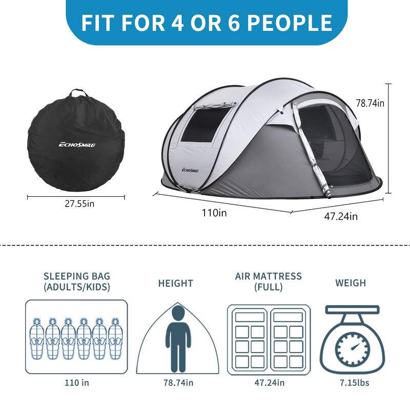 4-6 Persons White + Brown Pop-Up Boat Tent