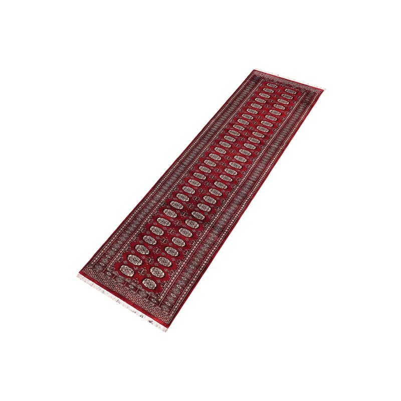 Tribal Bokhara Harding Red/Beige Hand Knotted Wool Runner - 2'7'' x 11'10''
