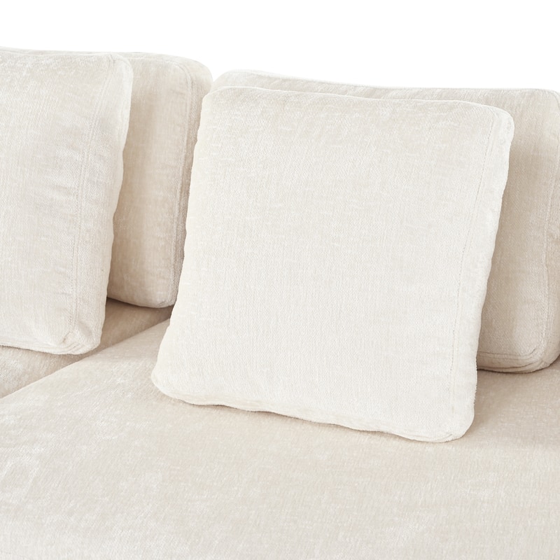 115.7" Chenille Modular Sofa Set with Curved Design - 4-Seater and 5 Cushions (No Assembly Required)