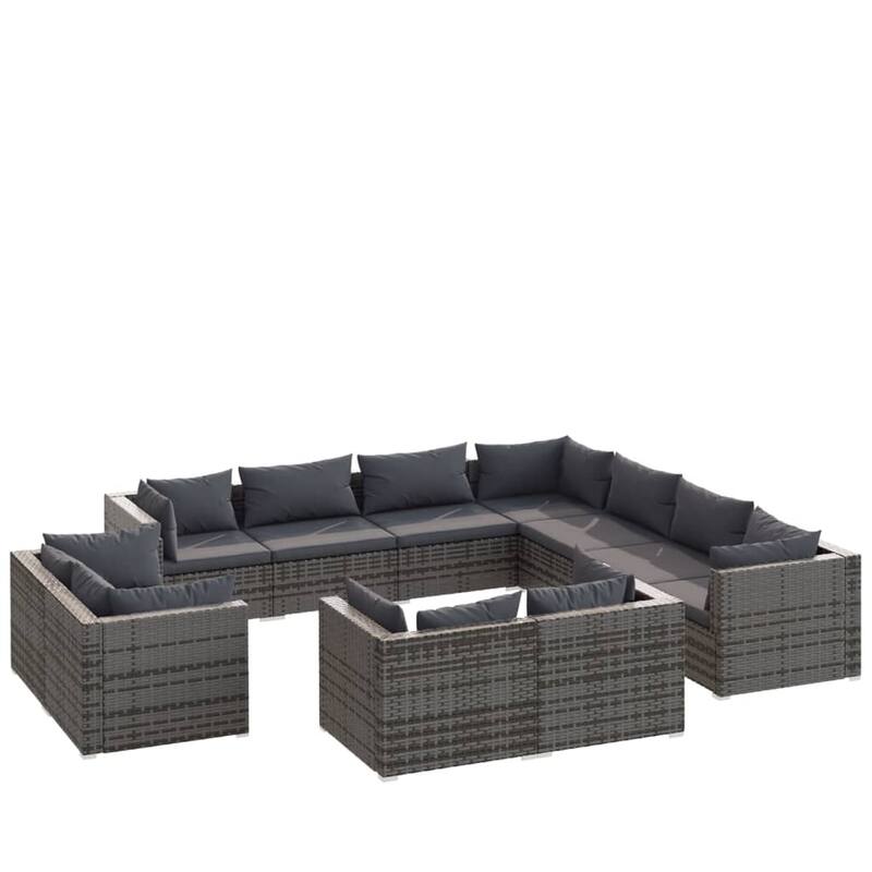 vidaXL Patio Lounge Set Outdoor Sectional Sofa Set Table Garden Poly Rattan