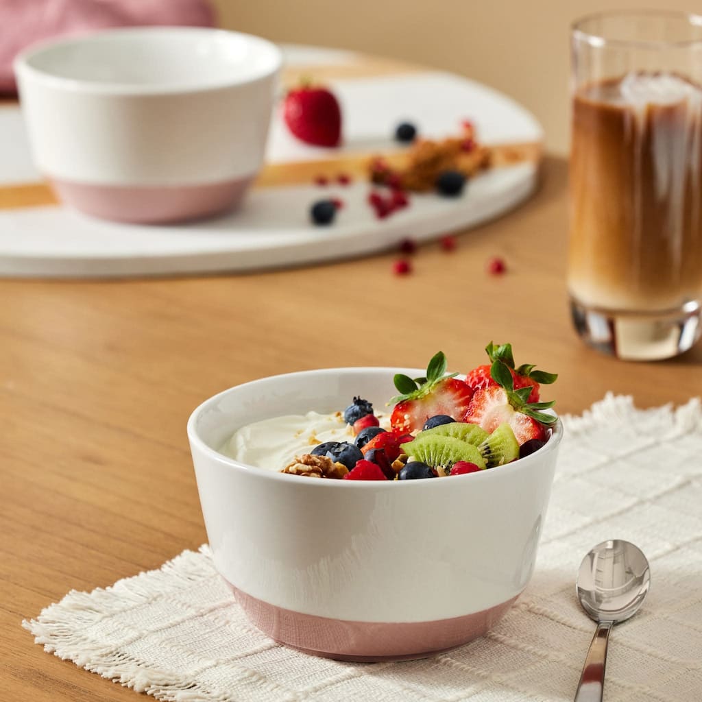 Libbey Austin 28-ounce Porcelain Soup Salad Bowl, Set of 4, Himalayan Salt Pink - Set of 4