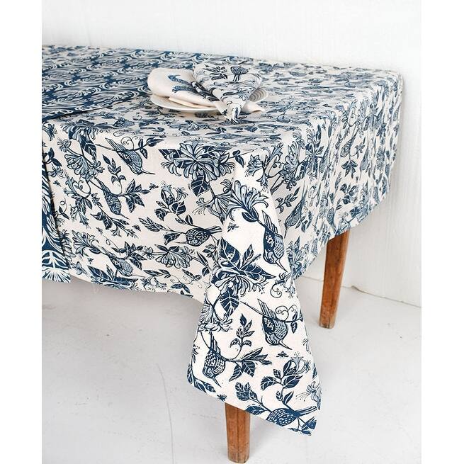 French Home Honeysuckle 59" x 118" Tablecloth - Indigo