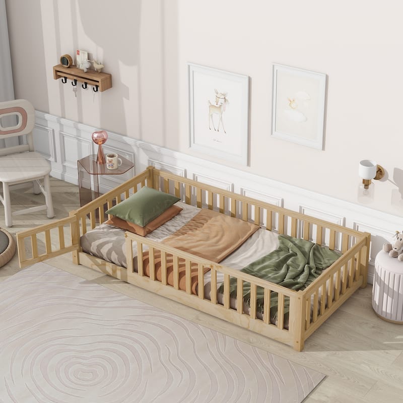 Floor Platform Bed With Fence And Door