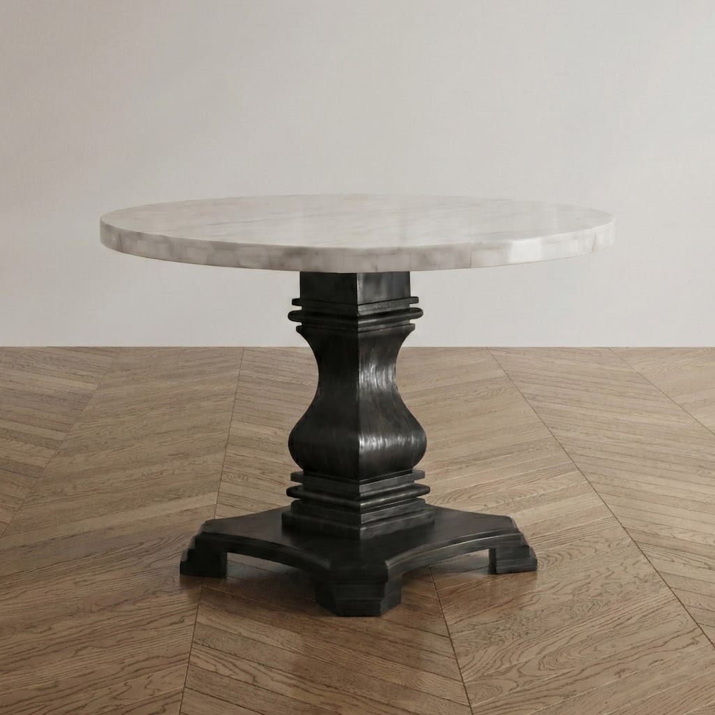 Furniture of America Brec Rustic White 48-inch Pedestal Dining Table