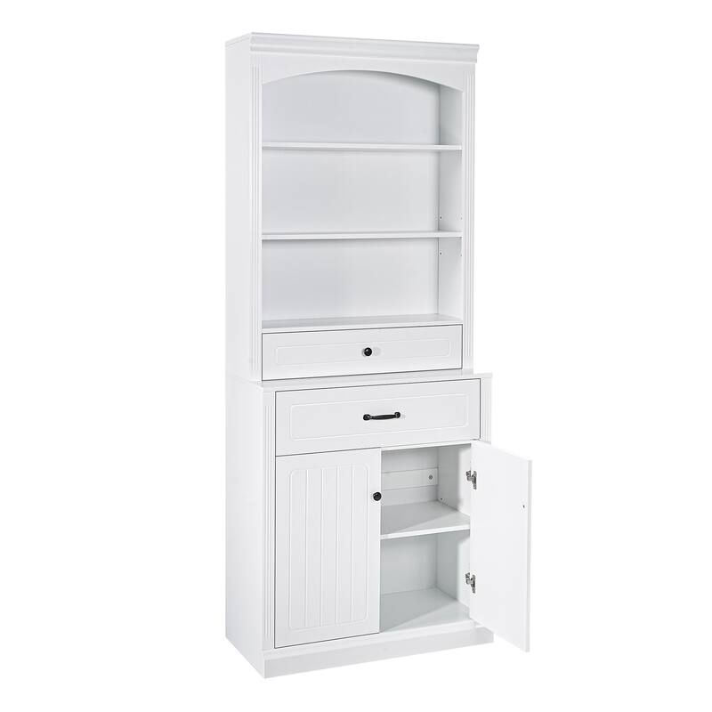 GDFStudio - Tall Bathroom Storage Cabinet, Adjustable Shelf & Open Shelves - Durable MDF Construction - Storage Cabinet
