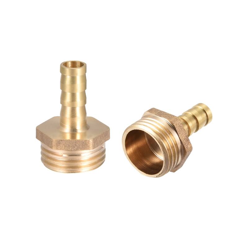 Brass Barb Hose Fitting Connector 8mm Barbed x1/2" G Male Pipe 2pcs - Gold Tone - 1/2" G x 8mm