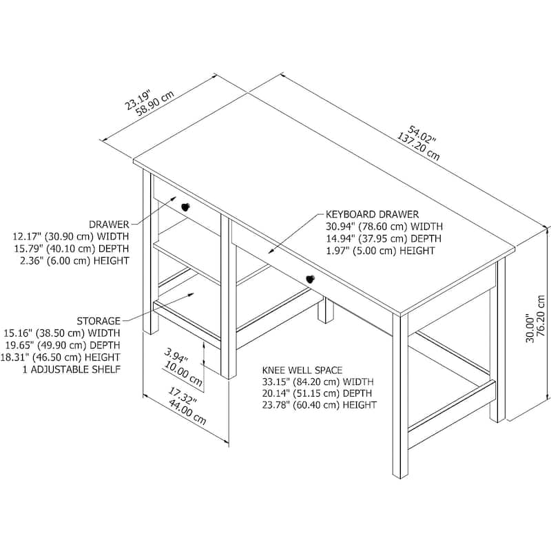 Mayfield 54W Computer Desk with Shelves by Bush Furniture
