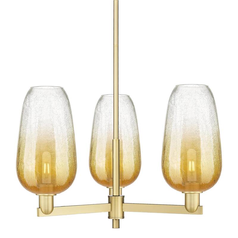 Innovations Lighting 716-3CR-17-18 Brookhaven Flute Chandelier - Satin Gold / Amber