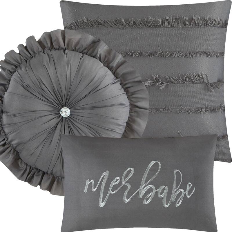 Porch & Den Summerwood Solid Color Fringe Stripe 7-piece Comforter Set