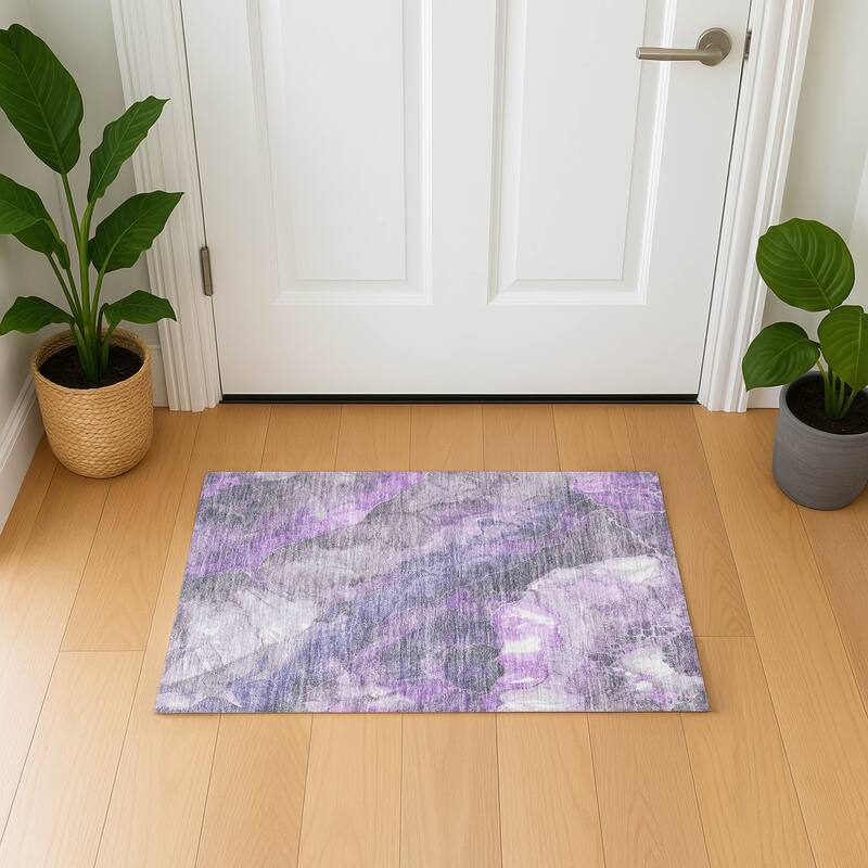 Premium Washable Super Soft Abstract Mayfield Rug - Purple - 1'8" x 2'6"