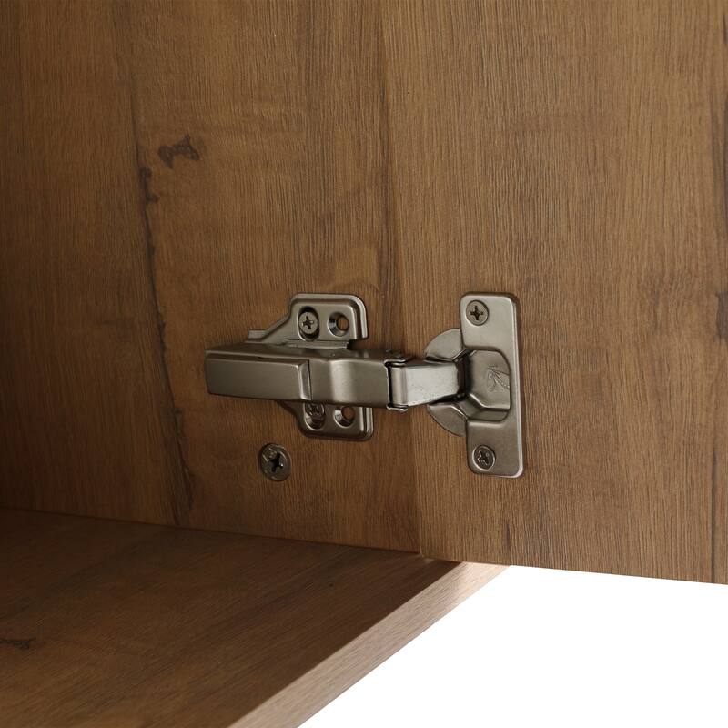 Wall-Mounted Bathroom Vanity With Double Sink and Storage Rack
