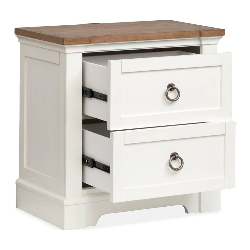 Magnussen Home Kingston Whisper White and Cerused Nutmeg Drawer Nightstand