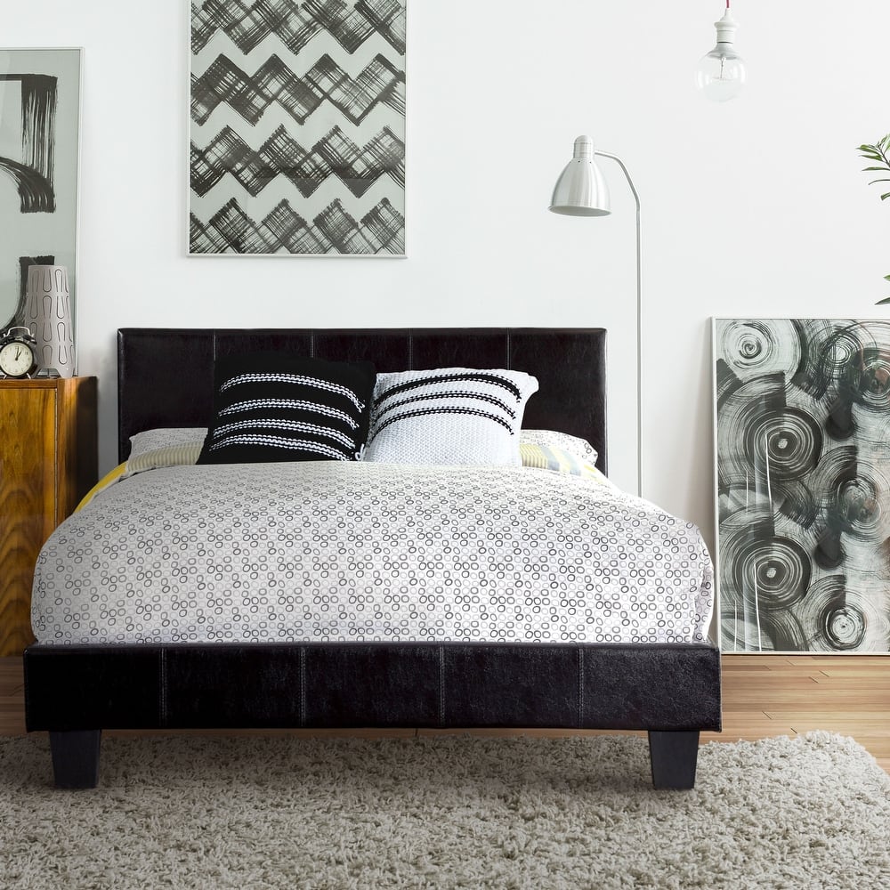 Anita I Contemporary Faux Leather Upholstered Platform Bed