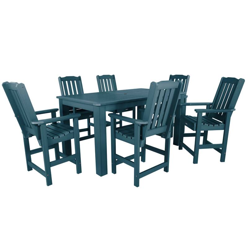 Lehigh 7-Piece Outdoor Dining Set - 42" x 72" Table, Counter-height - Nantucket Blue