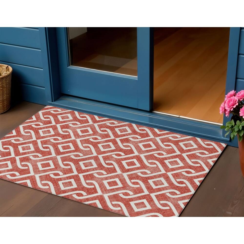 HomeRoots Geometric Transitional Rectangle Outdoor Rug