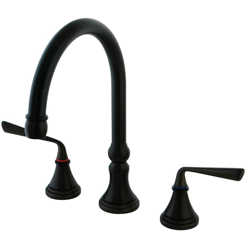 Kingston Brass Silver Sage Widespread Kitchen Faucet with Metal Lever - Oil Rubbed Bronze