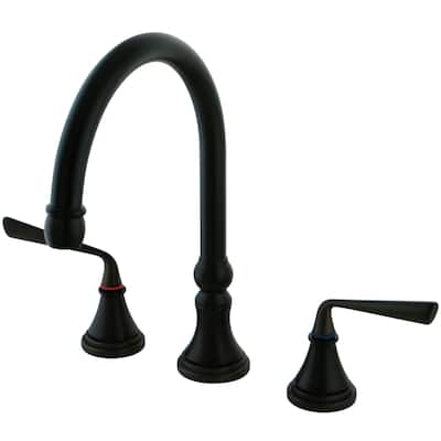 Kingston Brass Silver Sage Widespread Kitchen Faucet with Metal Lever