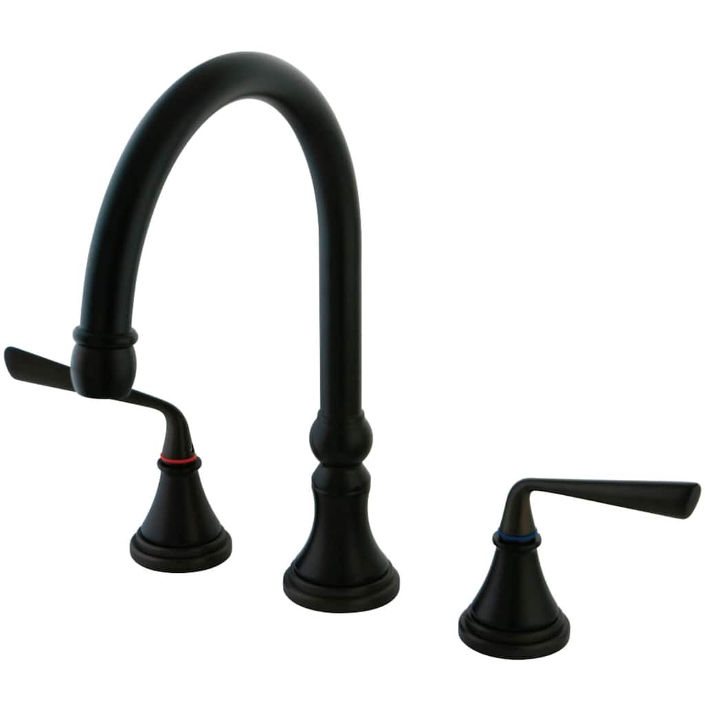 Kingston Brass Silver Sage Widespread Kitchen Faucet with Metal Lever