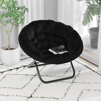 Folding XL Faux Fur Saucer Chair for Dorm or Bedroom
