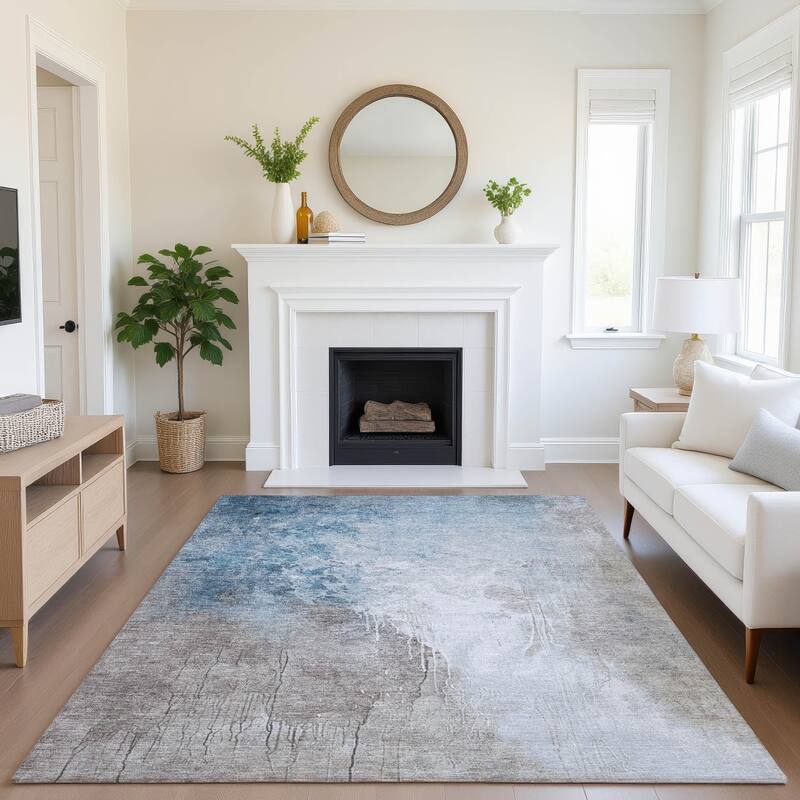 Premium Washable Super Soft Modern Contemporary Mayfield Rug - 5' x 7'6" - Denim