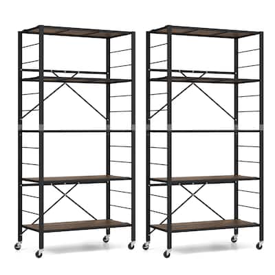 Costway 2 PCS 5-Tier Folding Shelf Free DIY Design Shelving Unit with - See Details