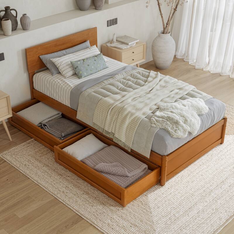 Wesley Platform Bed with Panel Footboard and Storage Drawers