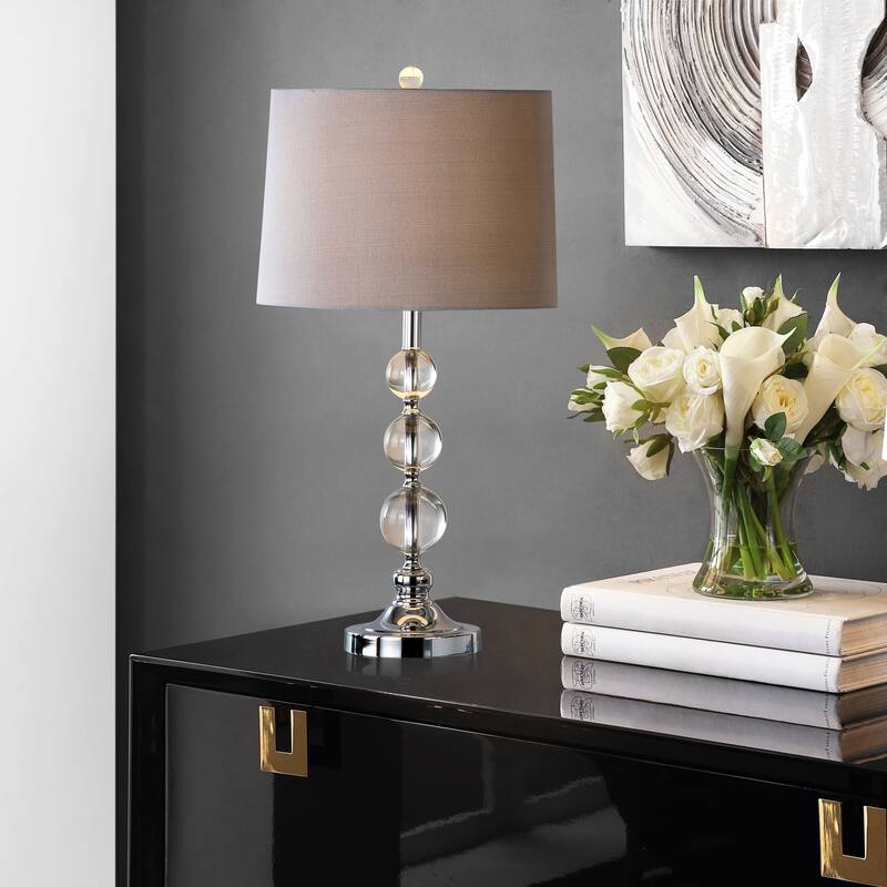 SAFAVIEH Lighting 27-inch Keeva Clear Crystal Table Lamp (Set of 2). - 14"W x 14"D x 26"H