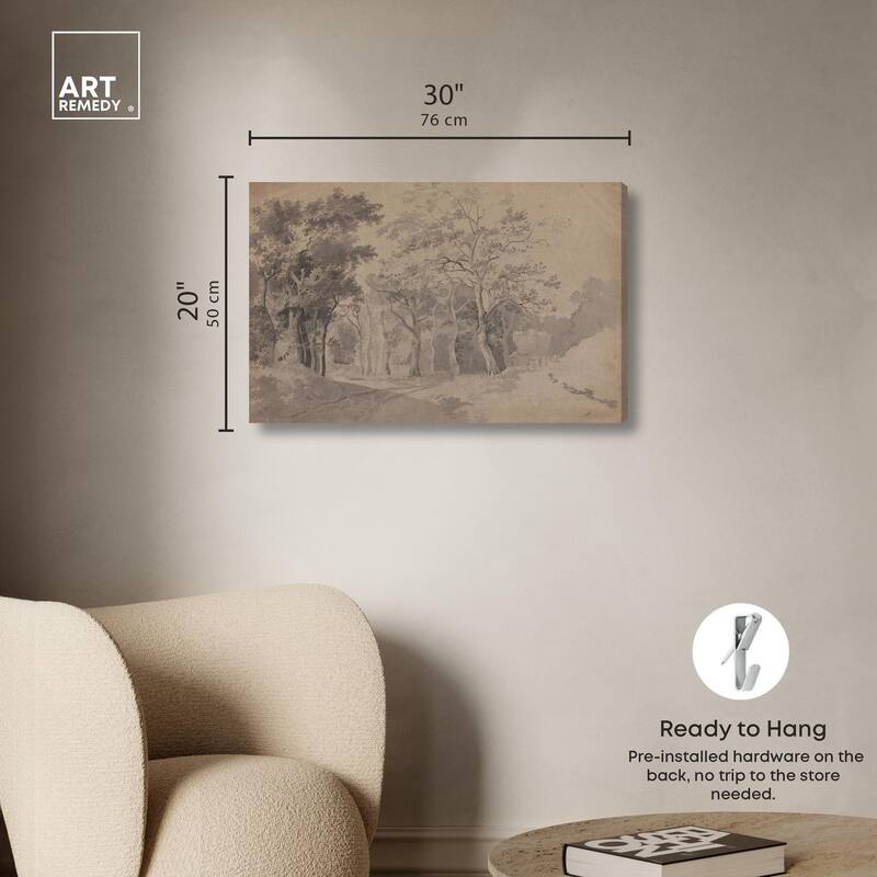 Grove with Road and Haycart Canvas by Art Remedy, Gallery Wrapped