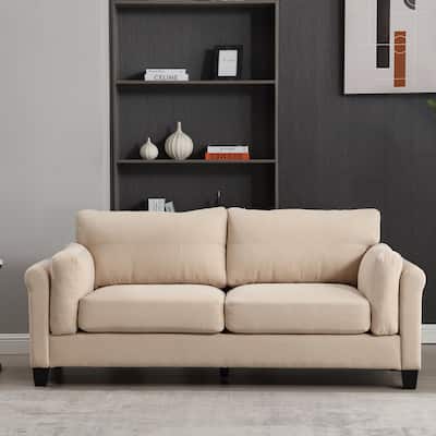 79" Modern Style Button Tufted Linen Upholstered 3-seat Sofa