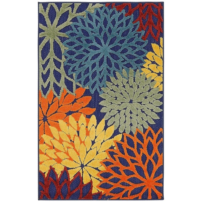 Nourison Aloha Floral Modern, Indoor/Outdoor Area Rug - 2'8" x 4' - Navy/Multicolor
