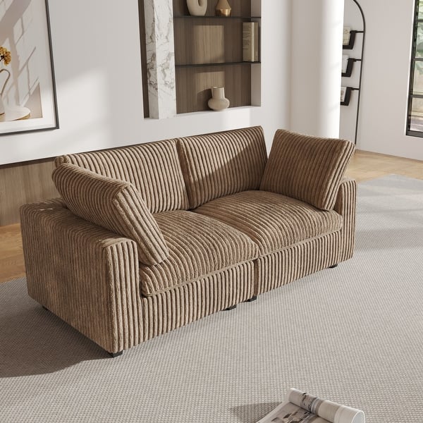 slide 2 of 22, 78" Cloud Sectional Couch, Modular Sofa, Plush Soft Deep Seat Couch for Living Room Brown