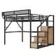 preview thumbnail 56 of 56, High Loft Bed Metal Bed Frame with Stairs Built-in Shelves and Wardrobe, Side Grid Rack, Light, Charging Station and Desk
