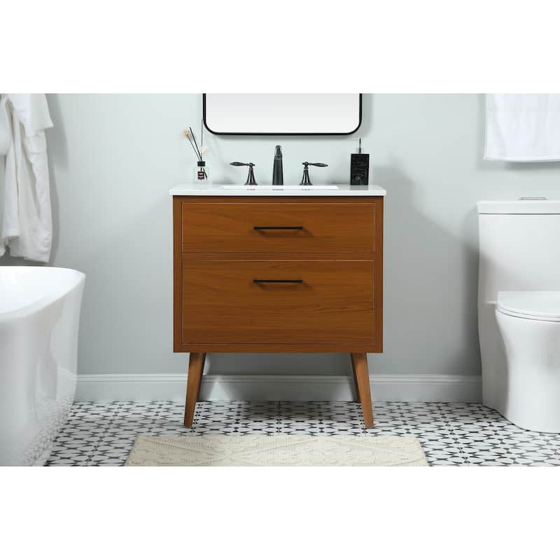Nautical 18 - 30 Inch Single Bathroom Vanity - 30 Inches - Teak