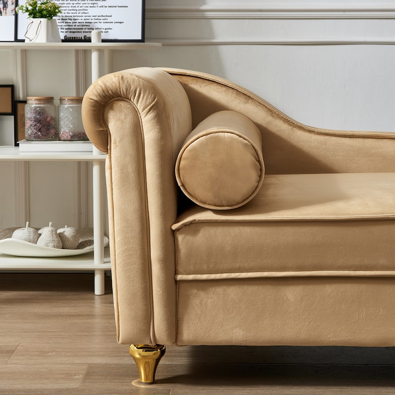 Modern Velvet Upholstery Chaise Lounge Chair with Storage - 29.90 x 60.60 x 27.50