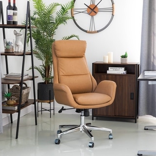 Glitzhome Mid-Century Modern Leatherette Adjustable Office Chair Task Chair