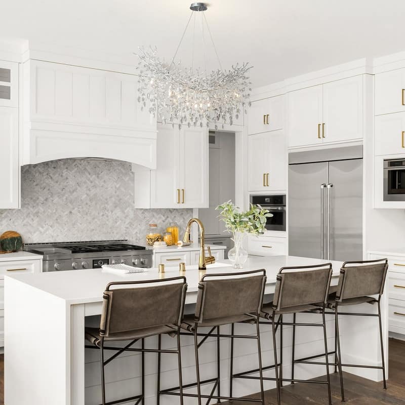 Modern Branch Crystal Linear Chandelier, 1100-1830mm Dining Pendant Light