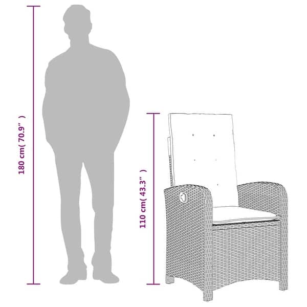 dimension image slide 0 of 31, vidaXL Patio Dining Set with Cushions Outdoor Seating Gray Poly Rattan
