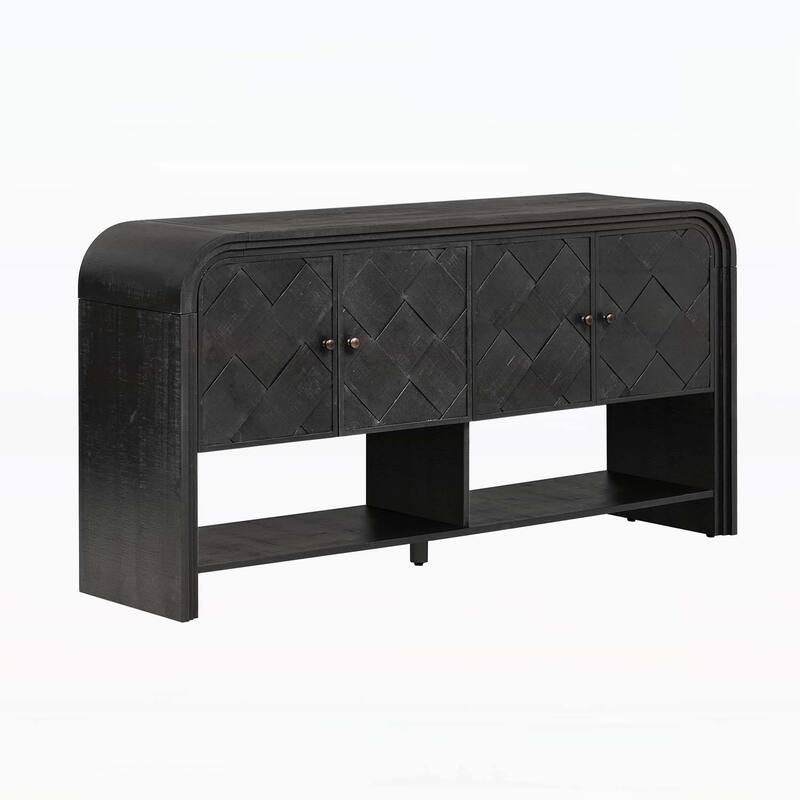 Contemporary Console Table with Woven Wood Slats for Entryway,Hallway, Living Room