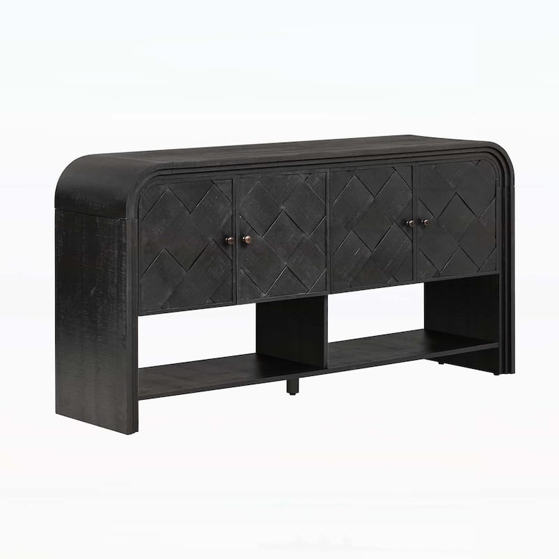 Versatile Console Table with Woven Wood Slats,for Entryway,Hallway,Living Room,Foyer,and Corridor