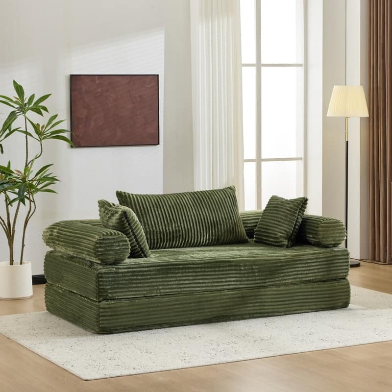 Modern King Size Convertible Sleeper Sofa Stackable Corduroy Sofa Bed