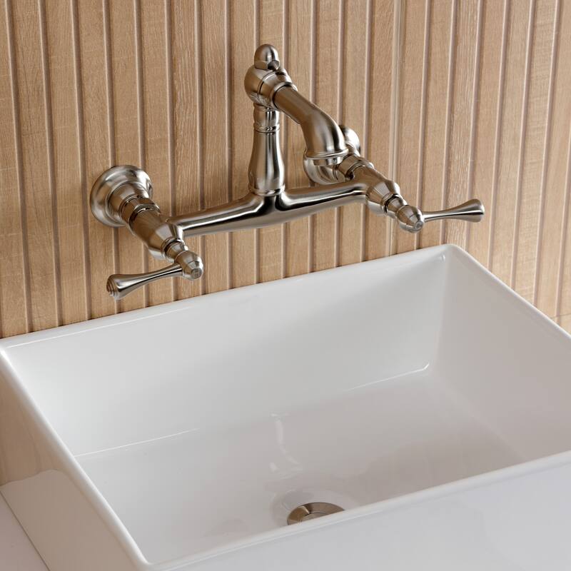 Kingston Brass English Country Two-Handle 2-Hole Wall Mount Bathroom Faucet