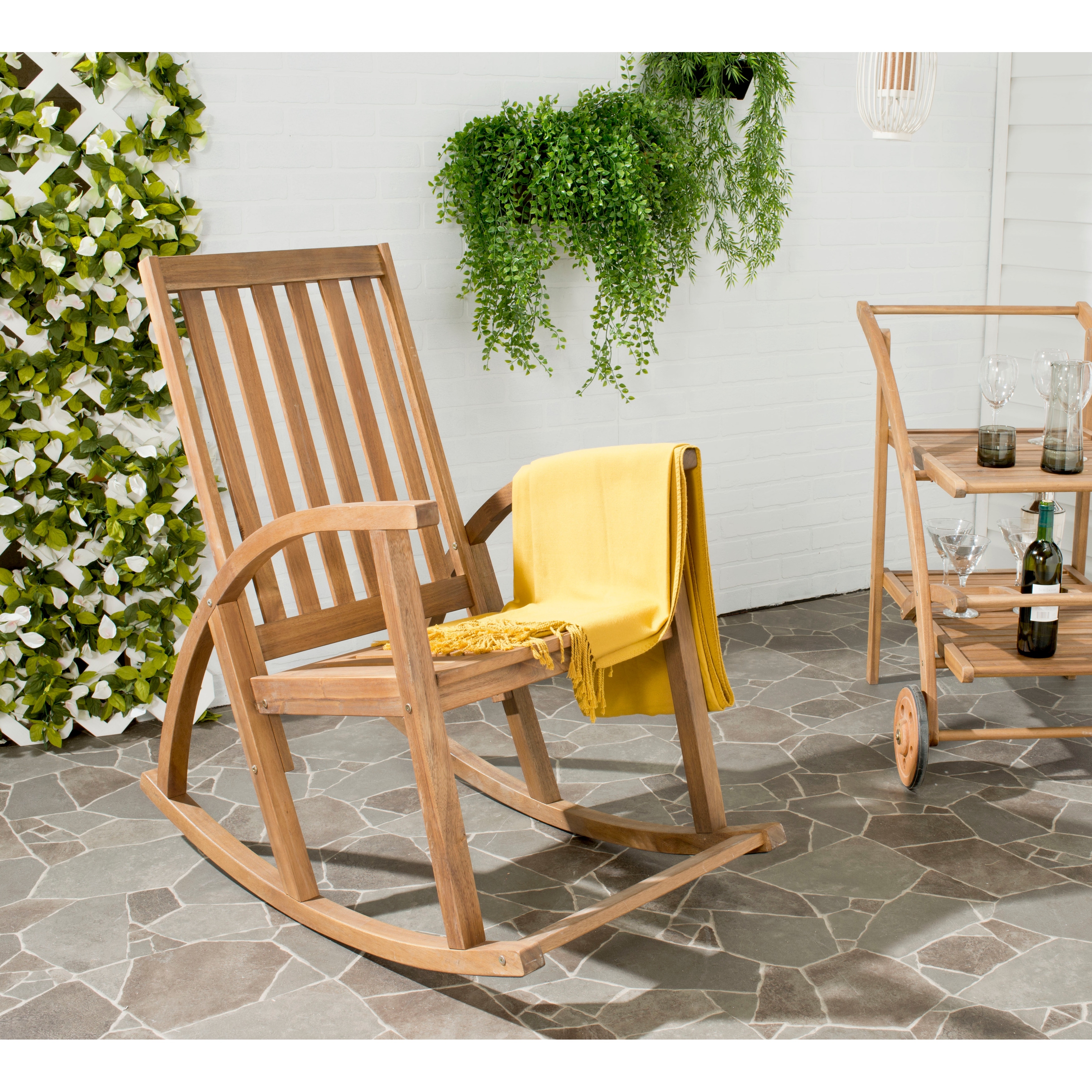 SAFAVIEH Outdoor Nevaeh Acacia Wood Rocking Chair - 26"W x 45"D x 34"H