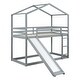 preview thumbnail 8 of 46, Multifunction Twin Over Twin Bunk Bed With Roof,Slide and 3-step Ladder