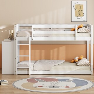 Solid Twin over Twin Bunk Bed Kids Bed with Drawers and Shelves