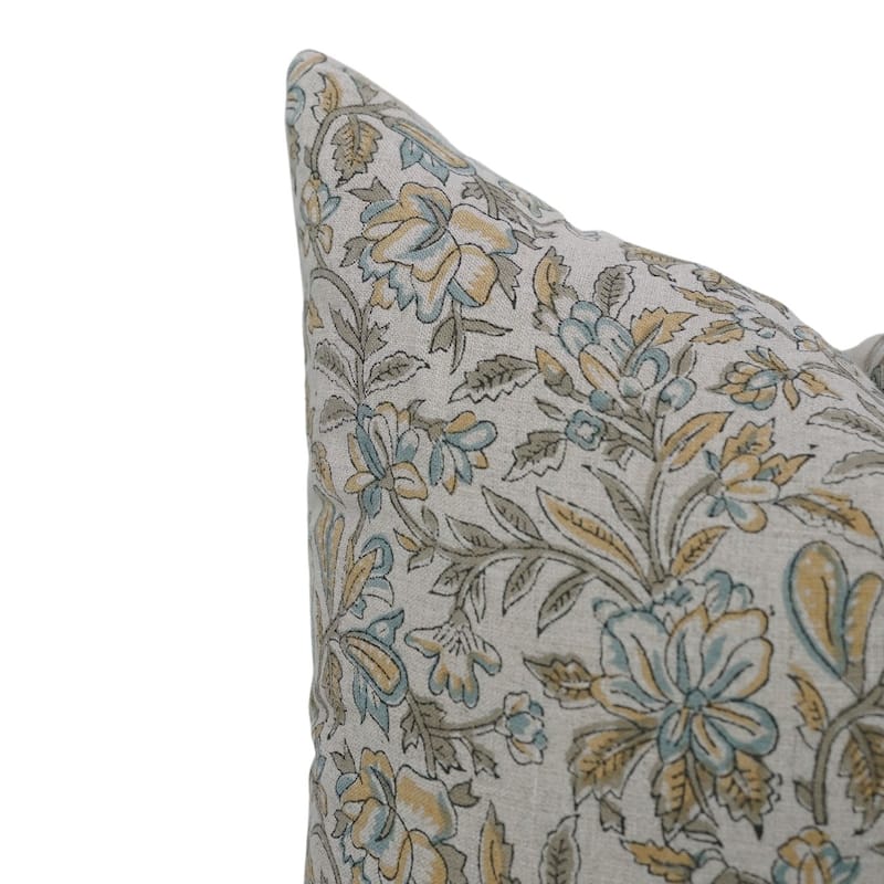 Linen Farmhouse Block print pillow Cover - Kudrat